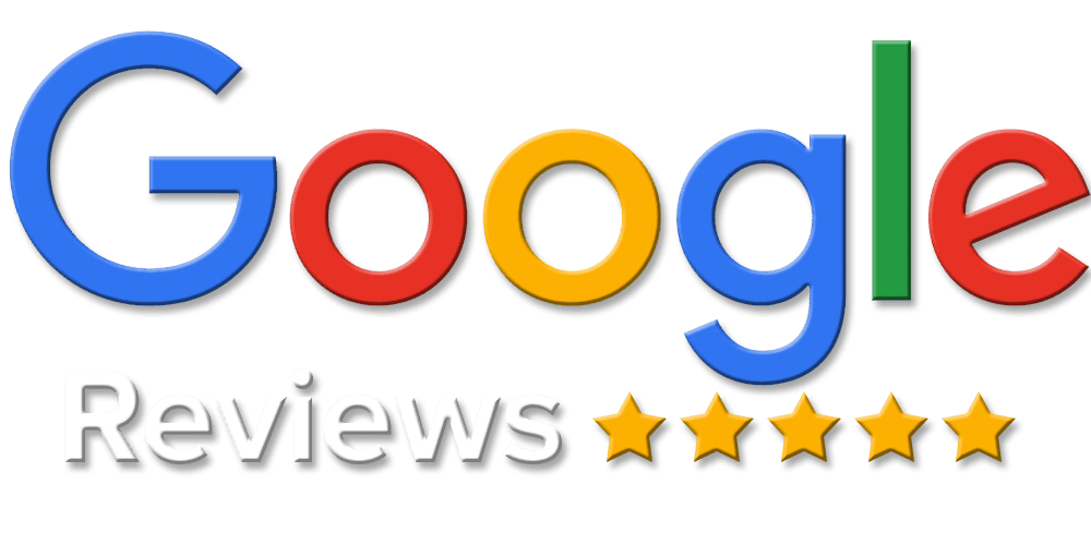 Google Reviews logo featuring colorful text and five gold stars, emphasizing customer satisfaction and feedback for Azerplumb's plumbing services.