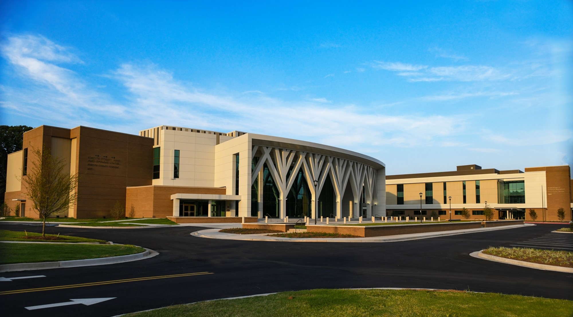 Forsyth County Arts and Learning Center,Cumming, GA Forsyth County Arts and Learning Center exterior in Cumming, Georgia, showcasing modern architecture and landscaped surroundings, serving as a hub for performance arts and community events.